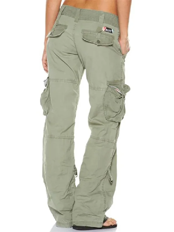 Ashore Shop Women’s Multi-Cargo Pockets Straight Leg Outdoor Pant Trendy Velvet Pants