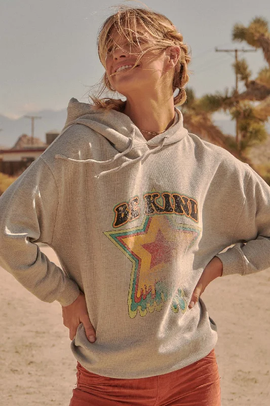 Be Kind Vintage-Print Graphic Hoodie Hoodie with Stripes Bold Sporty