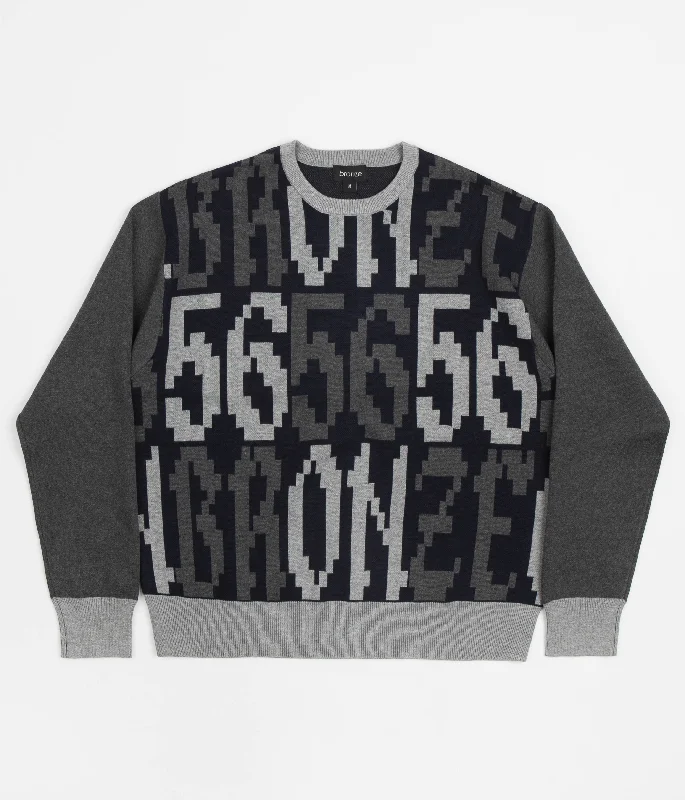 Bronze 56K Old E Crewneck Sweatshirt - Black / Grey Hoodie with Illustration Artistic Creative