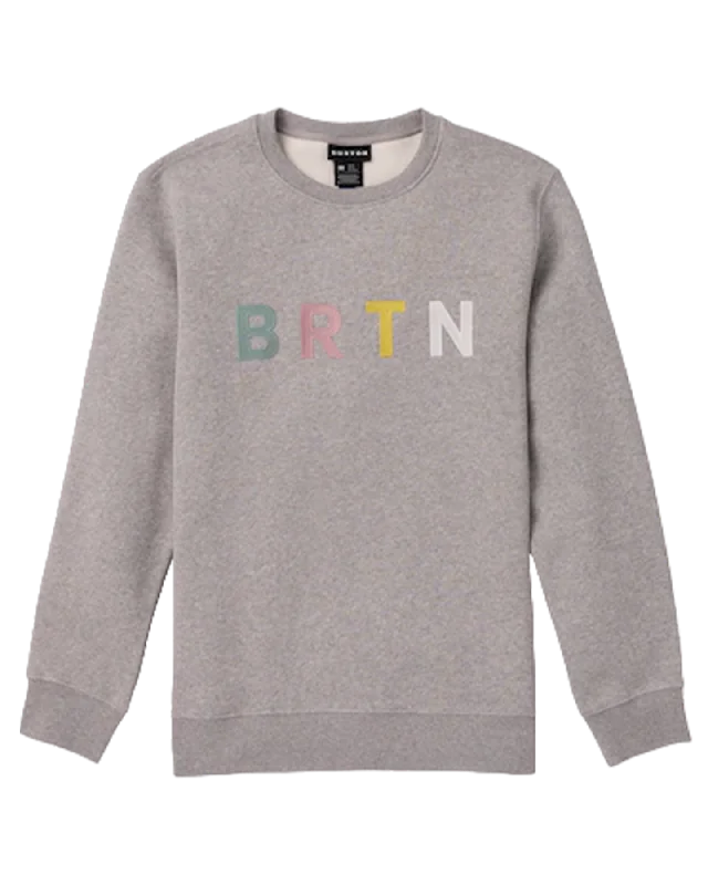 Burton Brtn Crewneck Sweatshirt - Gray Heather Multi Hoodie with Frayed Bohemian Relaxed