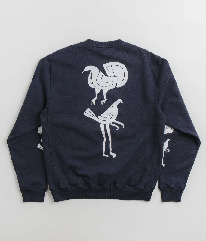 by Parra Fancy Pigeon Crewneck Sweatshirt - Midnight Blue Hoodie with Front Slit Layering Stylish