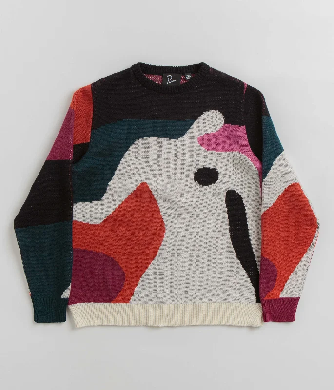 by Parra Grand Ghost Caves Knitted Sweatshirt - Multi Hoodie Crop Top Short Trendy