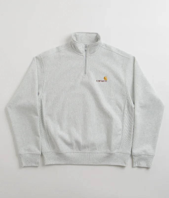 Carhartt Half Zip American Script Sweatshirt - Ash Heather Hoodie with Lace Feminine Delicate