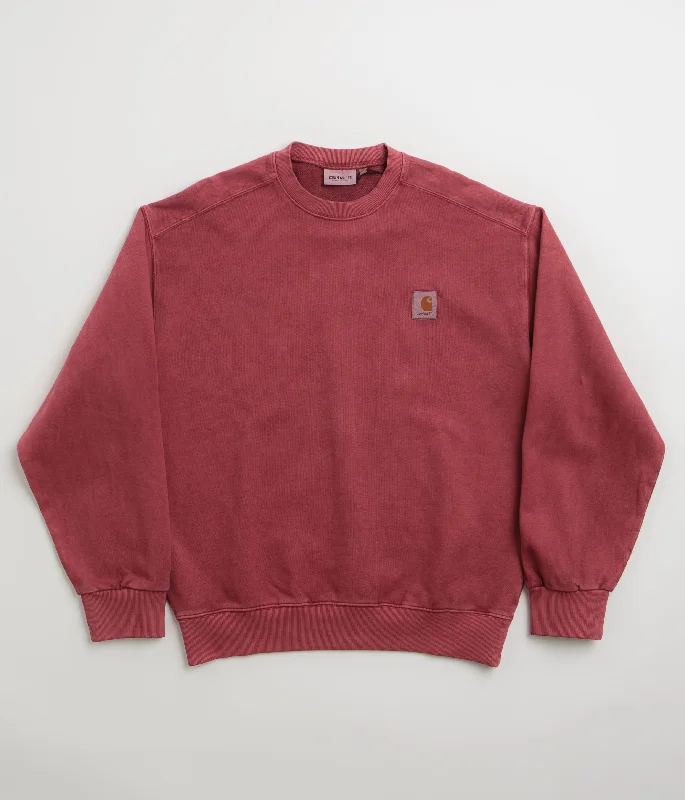 Carhartt Vista Crewneck Sweatshirt - Scarlet Hoodie with Hem Applique Textured Unique