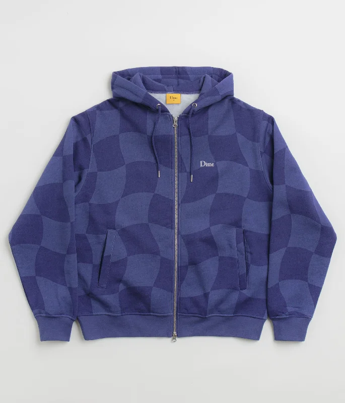 Dime Classic Checkmate Zip Hoodie - Navy Hoodie with Mesh Breathable Sporty