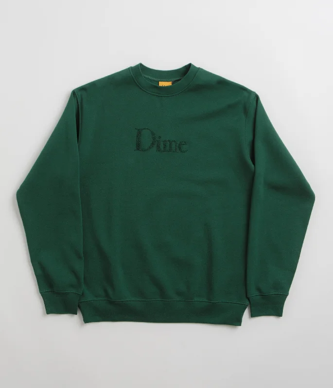 Dime Classic Logo Crewneck Sweatshirt - Rainforest Hoodie with Frayed Bohemian Relaxed