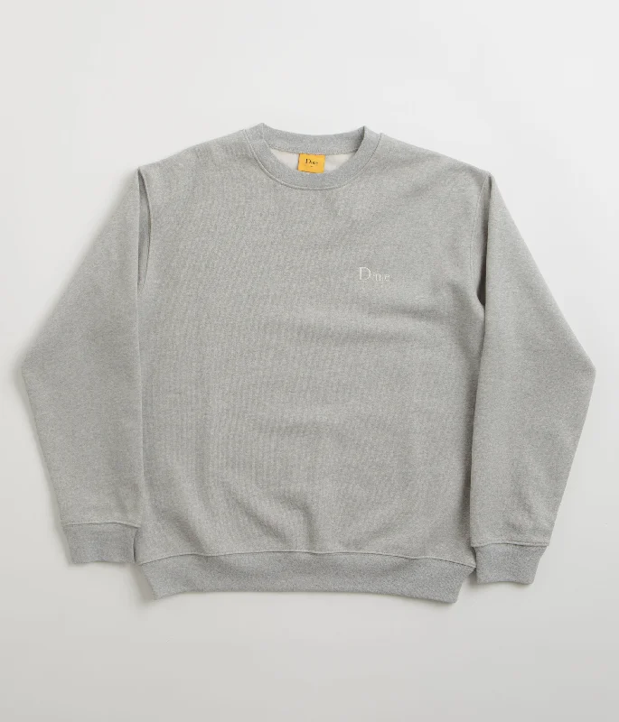 Dime Classic Small Logo Crewneck Sweatshirt - Heather Grey Hoodie with Distressed Vintage Worn