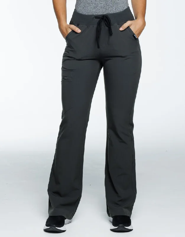 Essential Flare Scrub Pants - Asphalt Chic Wool Trousers