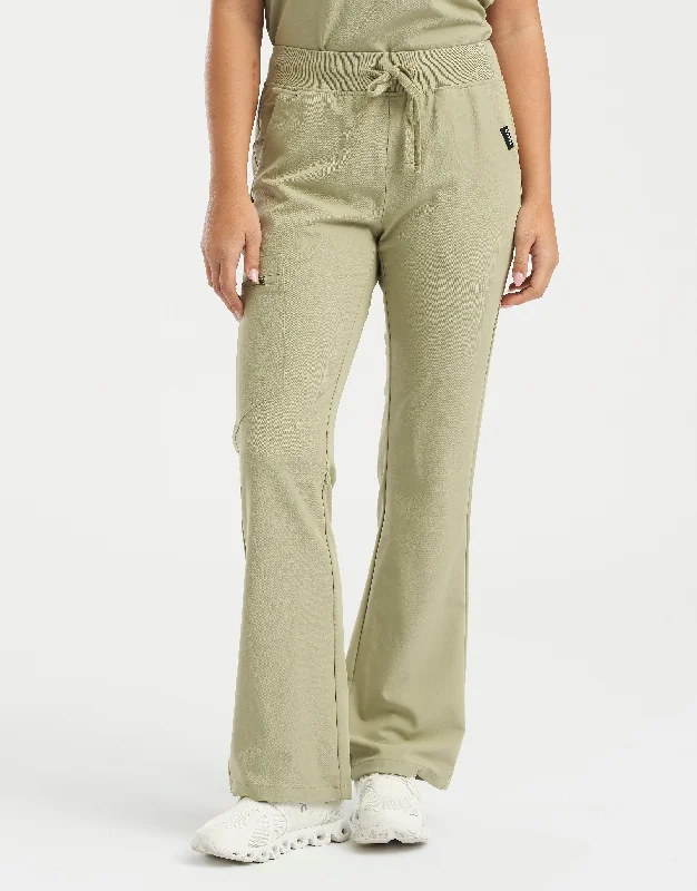 Essential Flare Scrub Pants - Matcha Fashionable Sporty Pants