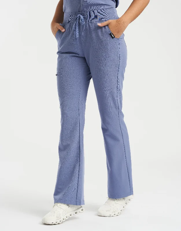 Essential Flare Scrub Pants - Nova Blue High-Waist Yoga Pants