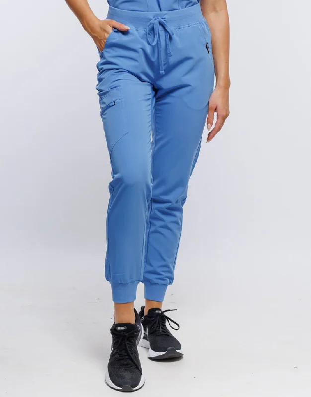 Essential Jogger Scrub Pants - Ceil Blue Elegant Silk Pants