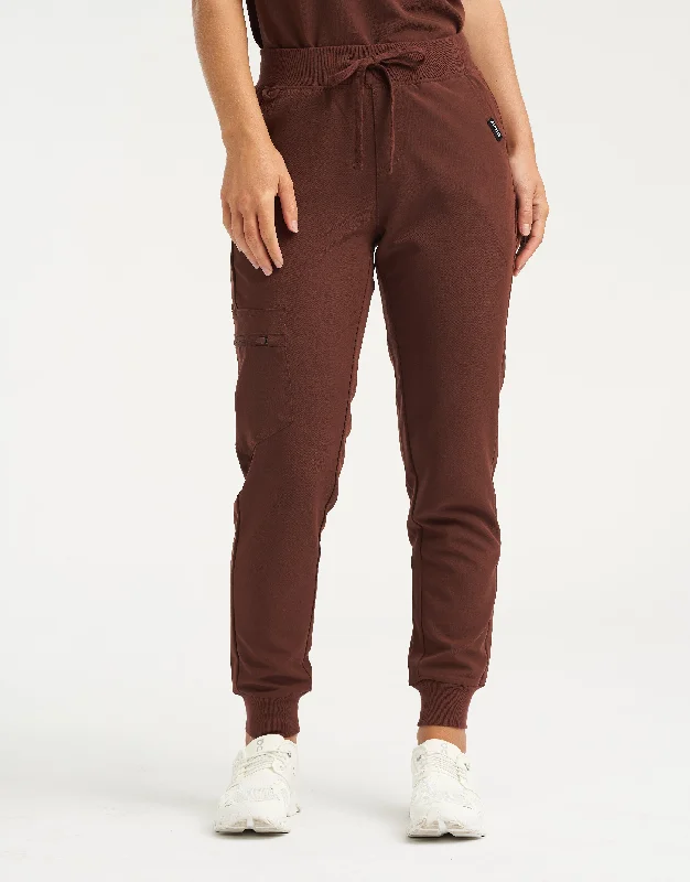 Essential Jogger Scrub Pants - Cocoa Trendy Printed Leggings