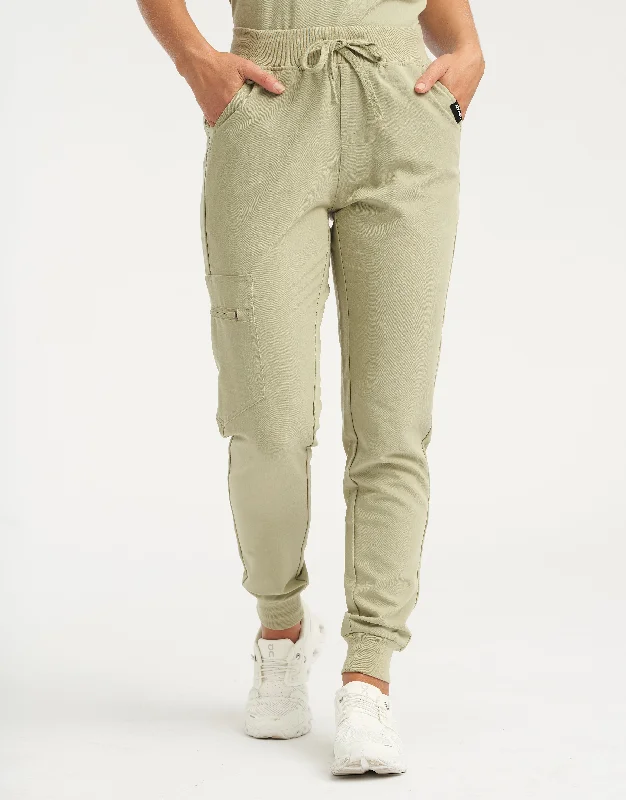 Essential Jogger Scrub Pants - Matcha Trendy Wide-Leg Pants