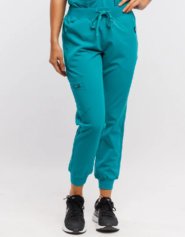 Essential Jogger Scrub Pants - Sydney Teal Classic Straight-Leg Pants