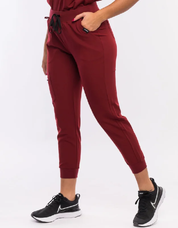 Essential Jogger Scrub Pants - Syrah Red Formal Wide-Leg Pants