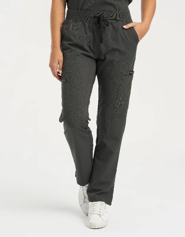 Essential Multi-Pocket Scrub Pants - Asphalt Chic Wool Trousers