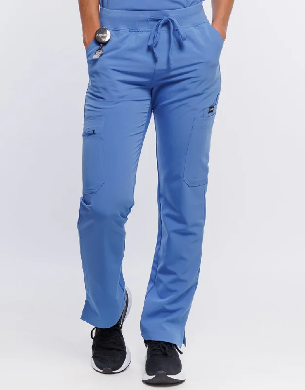 Essential Multi-Pocket Scrub Pants - Ceil Blue Casual Yoga Pants