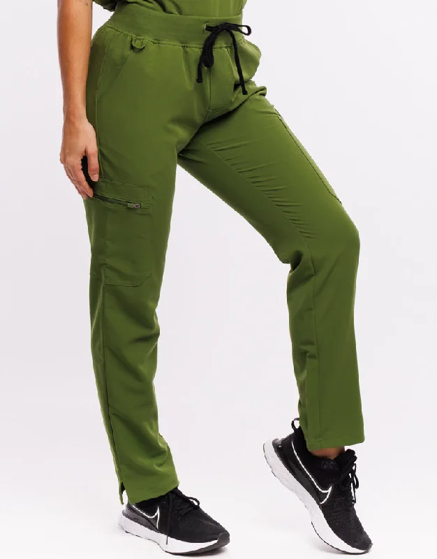 Essential Multi-Pocket Scrub Pants - Fern Green Trendy Wide-Leg Pants