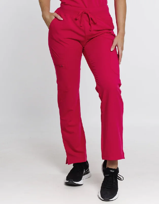 Essential Multi-Pocket Scrub Pants - Magenta Pink Elegant Silk Pants