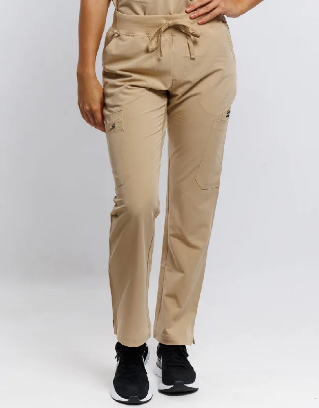 Essential Multi-Pocket Scrub Pants - Warm Sand Chic Capri Pants