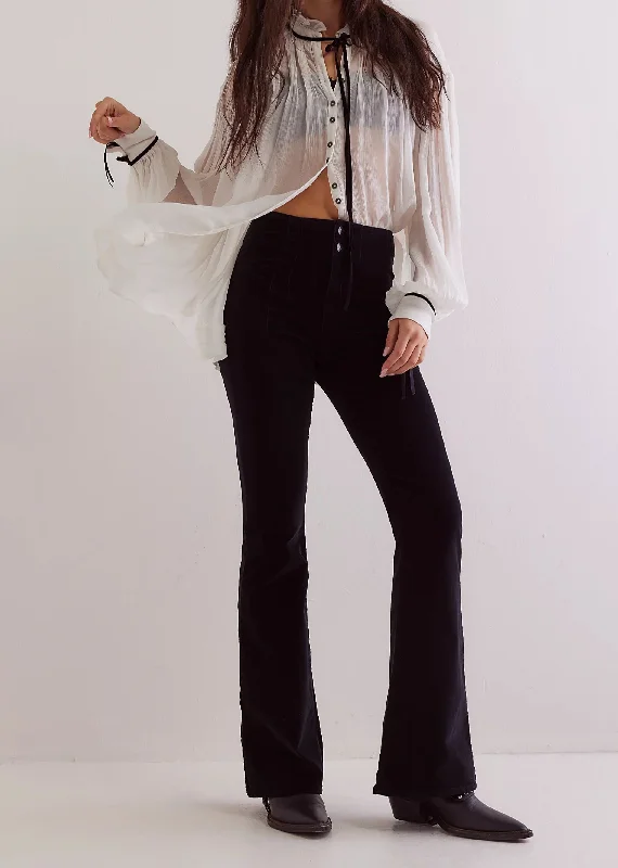 Free People Jayde Cord Flare Pants ★ Black Comfortable Denim Trousers