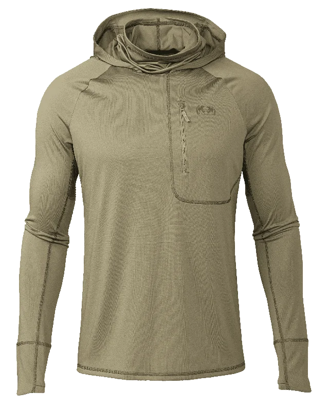 Gila PRO LS Hoodie | Khaki Hoodie with Ribbed Hem Stretchable Secure