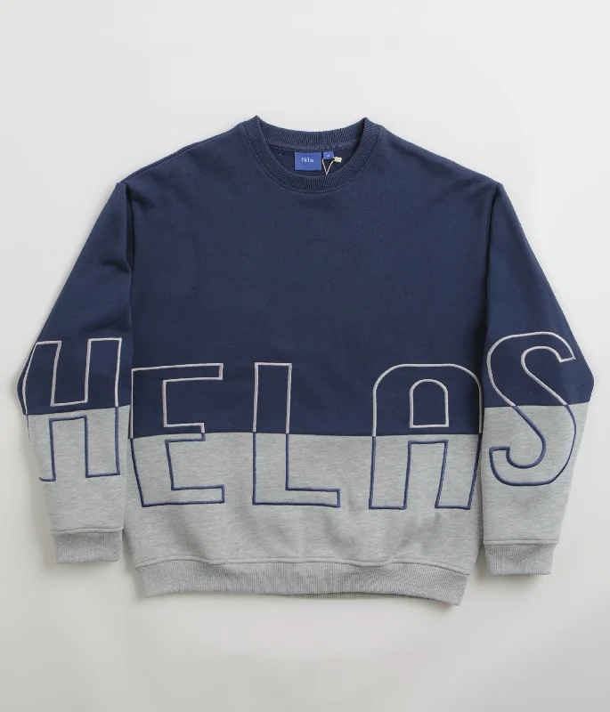 Helas Negative Crewneck Sweatshirt - Grey / Navy Hoodie with Snap Buttons Easy Quick