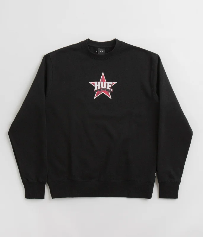 HUF All Star Crewneck Sweatshirt - Black Hoodie with High Neck Warm Protective