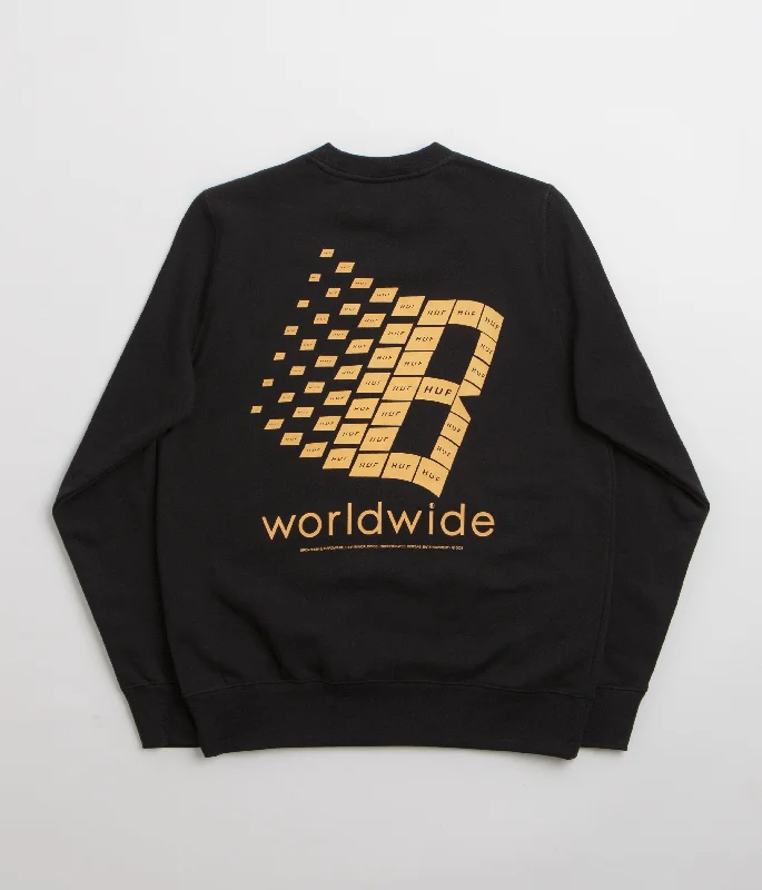 HUF x Bronze 56K Crewneck Sweatshirt - Black Hoodie with Slit Hem Functional Movement