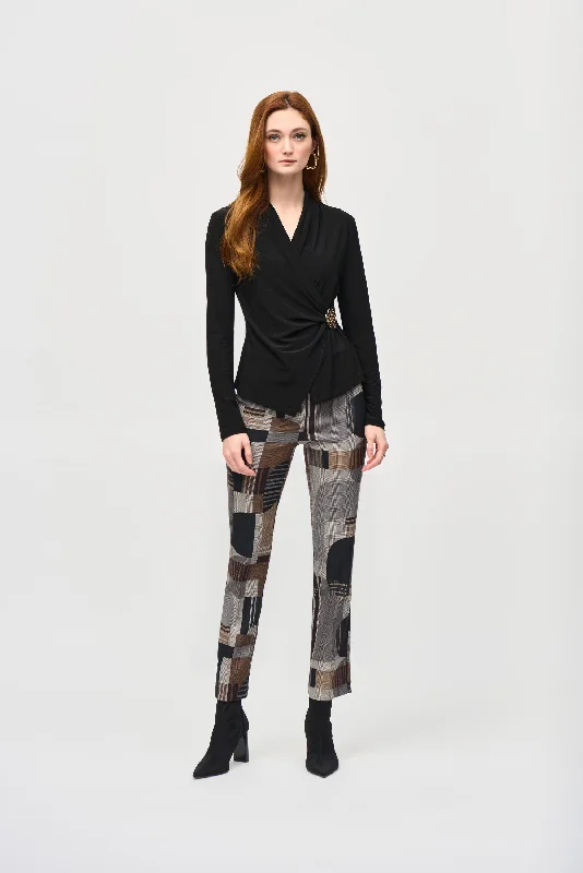 Joseph Ribkoff Jacquard Abstract Print Straight Pull-On Pant Slim-Fit Leggings