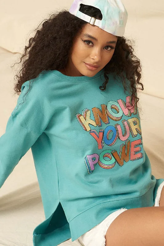 Know Your Power Garment-Dyed Graphic Sweatshirt Hoodie with Logo Branding Identity