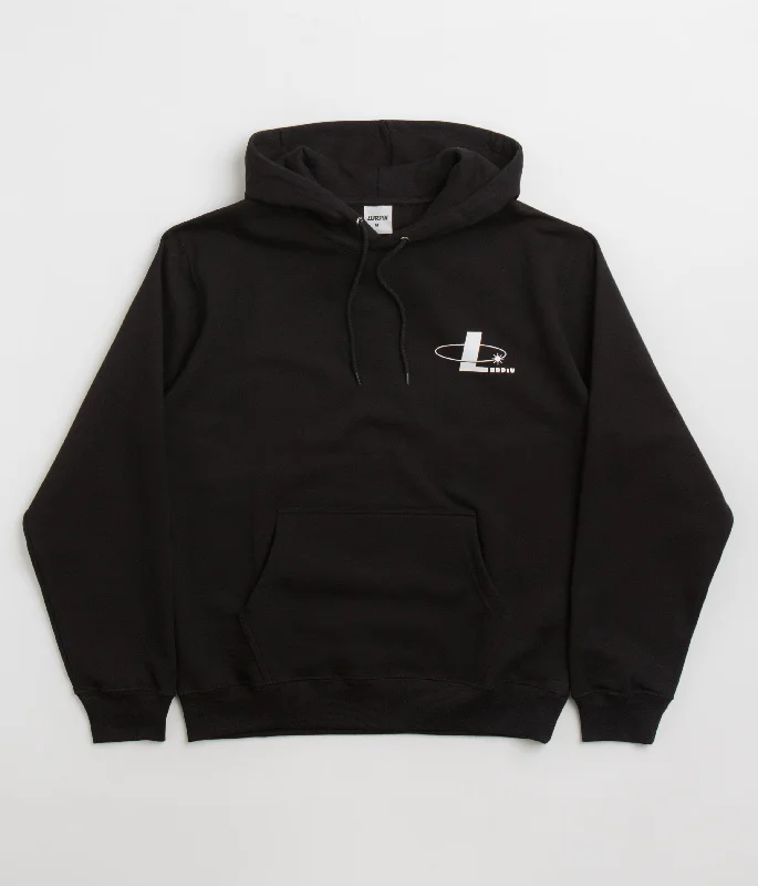 Lurpiv Orbit Logo Hoodie - Black Hoodie with Embroidery Detailed Premium