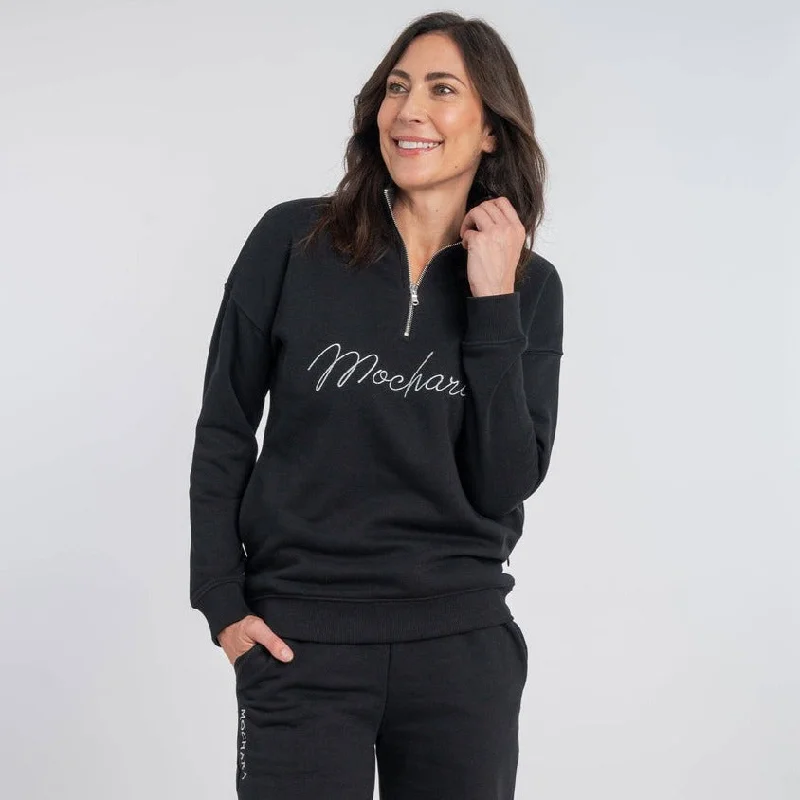 Mochara Luxe Collection Half Zip Sweatshirt Hoodie with Thumb Holes Functional Cozy