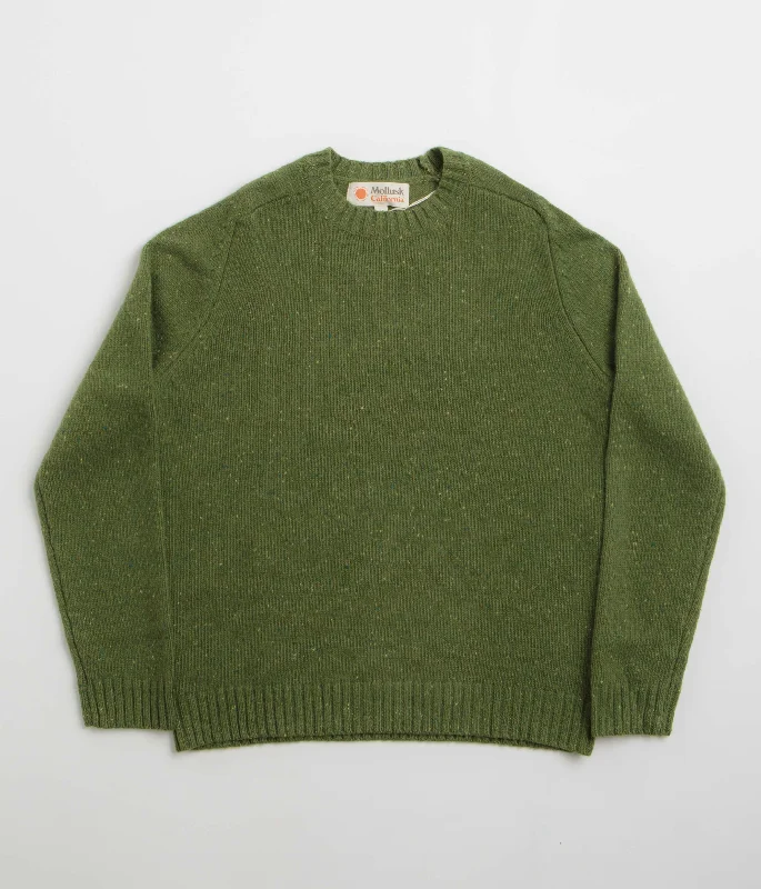 Mollusk Cambridge Sweatshirt - True Green Hoodie with Hem Lace Feminine Delicate