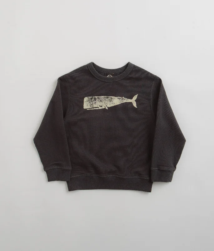 Mollusk Kids Whale Crewneck Sweatshirt - Faded Navy Hoodie with Back Slit Movement Comfort