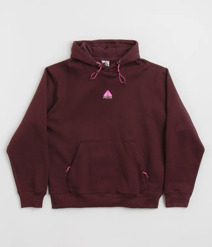 Nike ACG Therma-FIT Fleece Hoodie - Burgundy Crush / Summit White Hoodie with Slim Fit Tailored Modern