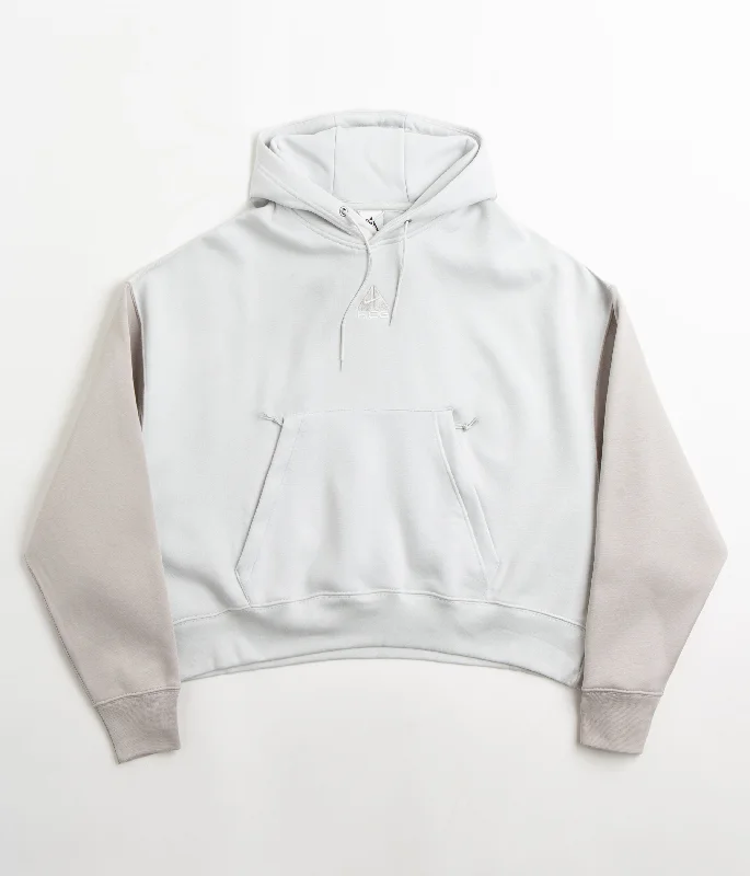 Nike ACG Womens Tuff Knit Hoodie - Photon Dust / Light Iron Ore / Summit White Hoodie with Monochrome Minimalist Simple