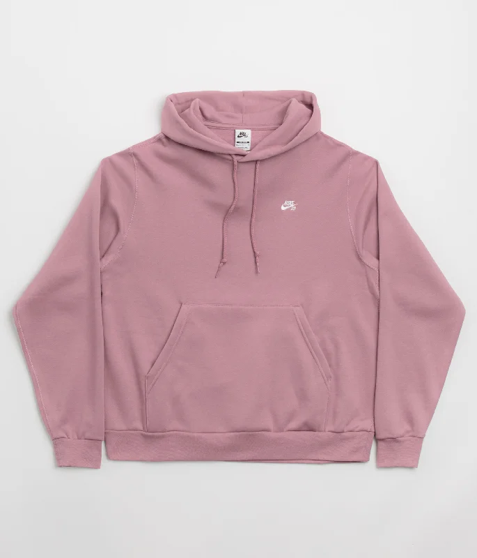 Nike SB Essential Small Logo Hoodie - Plum Dust / White Hooded Sweatshirt Casual Wear Street Style