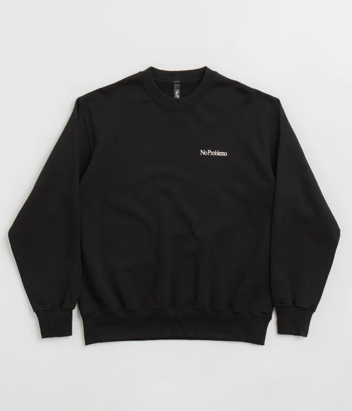 No Problemo Mini Problemo Crewneck Sweatshirt - Black Hoodie with Mesh Breathable Sporty