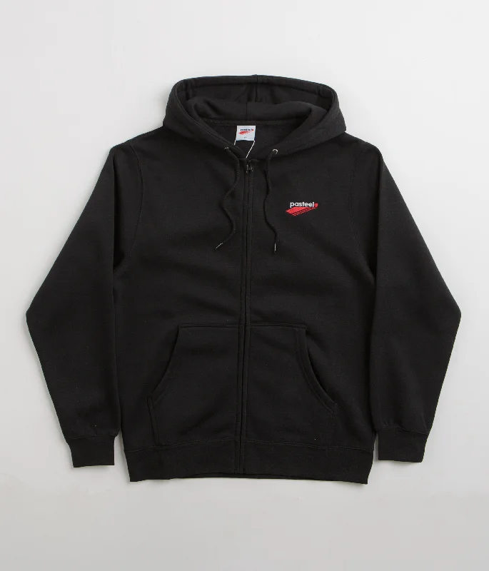 Pasteelo Embroidered O.G. Zip Hoodie - Black Hoodie with Logo Branding Identity