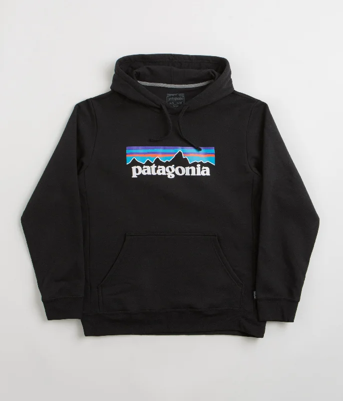 Patagonia P-6 Logo Uprisal Hoodie - Black Hoodie with Half-Zip Sporty Casual