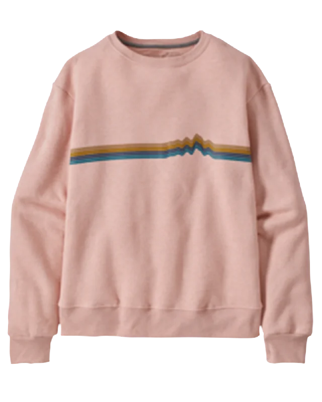 Patagonia Women's Ridge Rise Stripe Uprisal Crew Sweatshirt - Cozy Peach Hoodie with Magnetic Closure Innovative Modern