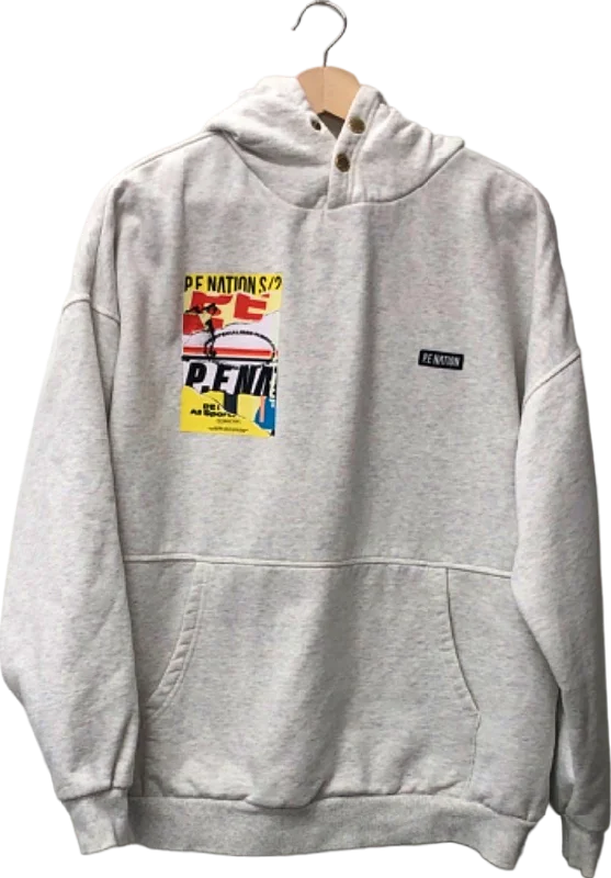 P.E Nation Grey Hoodie Medium Hoodie with Oversized Fit Loose Comfortable