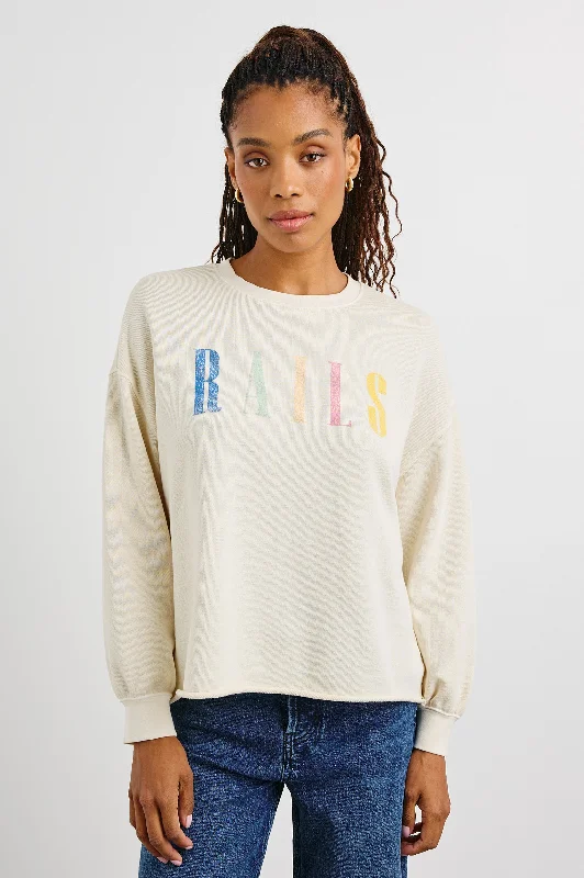 RAILS SIGNATURE SWEATSHIRT - IVORY Hoodie with Hem Detail Decorative Unique