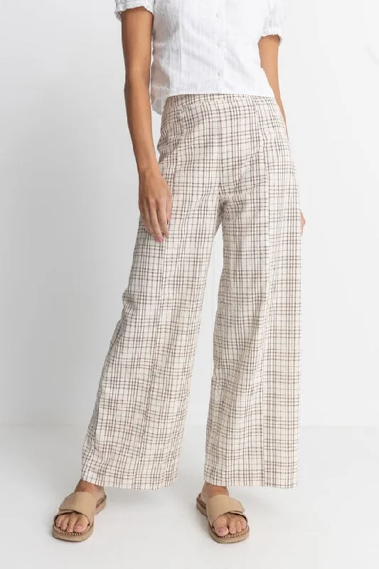 Rhythm Rumi Check Wide Leg Pants Elegant Silk Pants