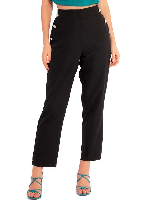 *Semi Causal Straight Pants Chic Wool Trousers