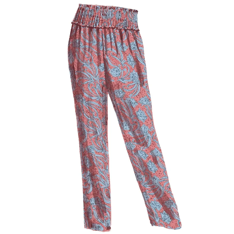 Smocked Waist Pants Stylish Casual Pants