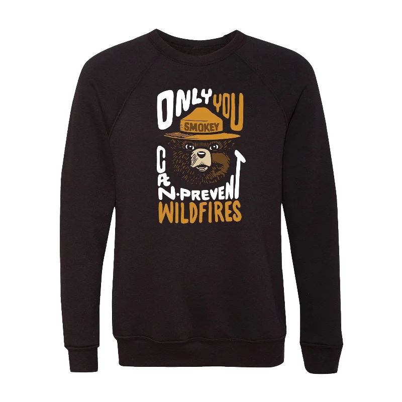 Smokey Bear Since 44' Crewneck Sweatshirt Hoodie with Ribbed Cuffs Snug Fit Comfort