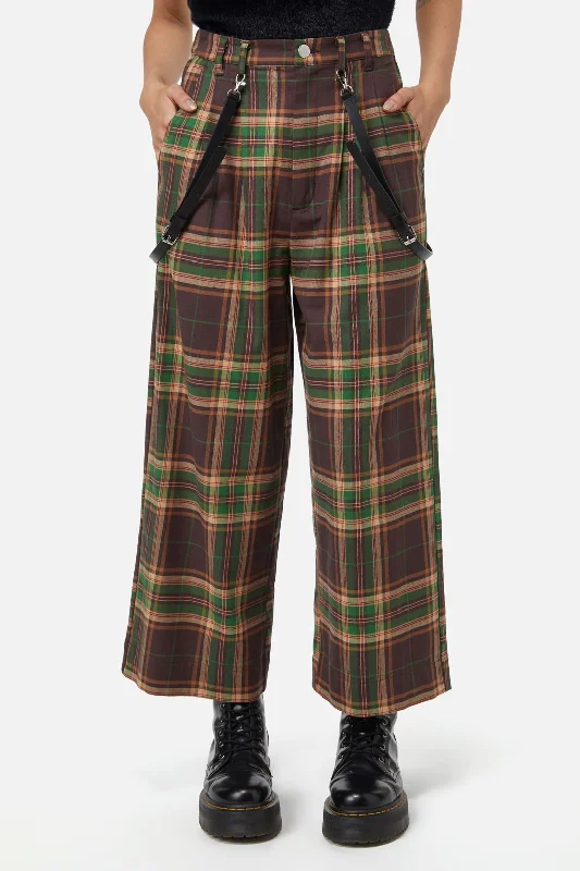 Trassic Tartan Wide Leg Pant Comfortable Pleated Pants