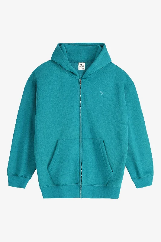 Teal Relaxed Fit Zip Through hoodie - S24 - UH0018R Graphic Hoodie Design Print